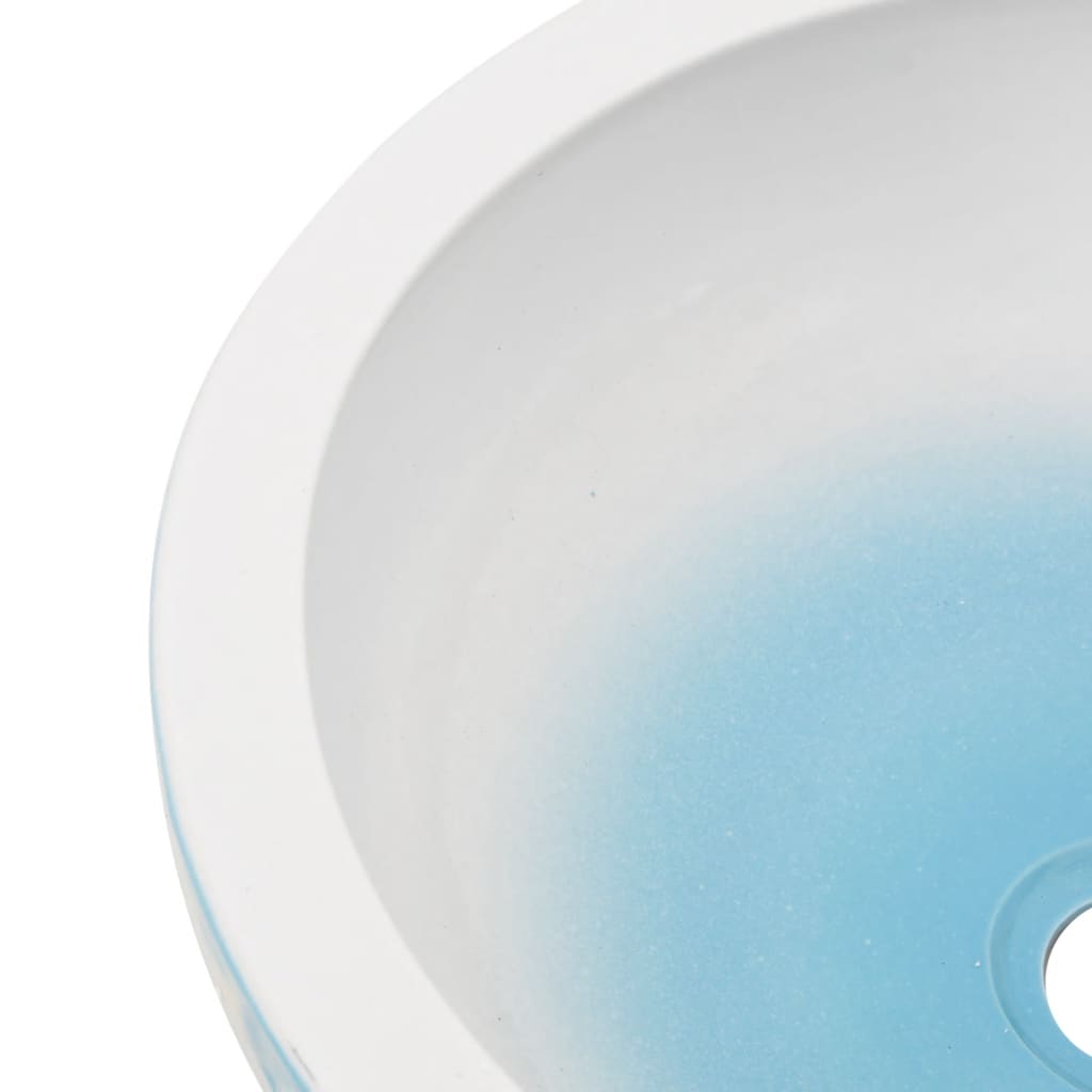 Countertop washbasin, white/blue, 41x14cm, ceramic