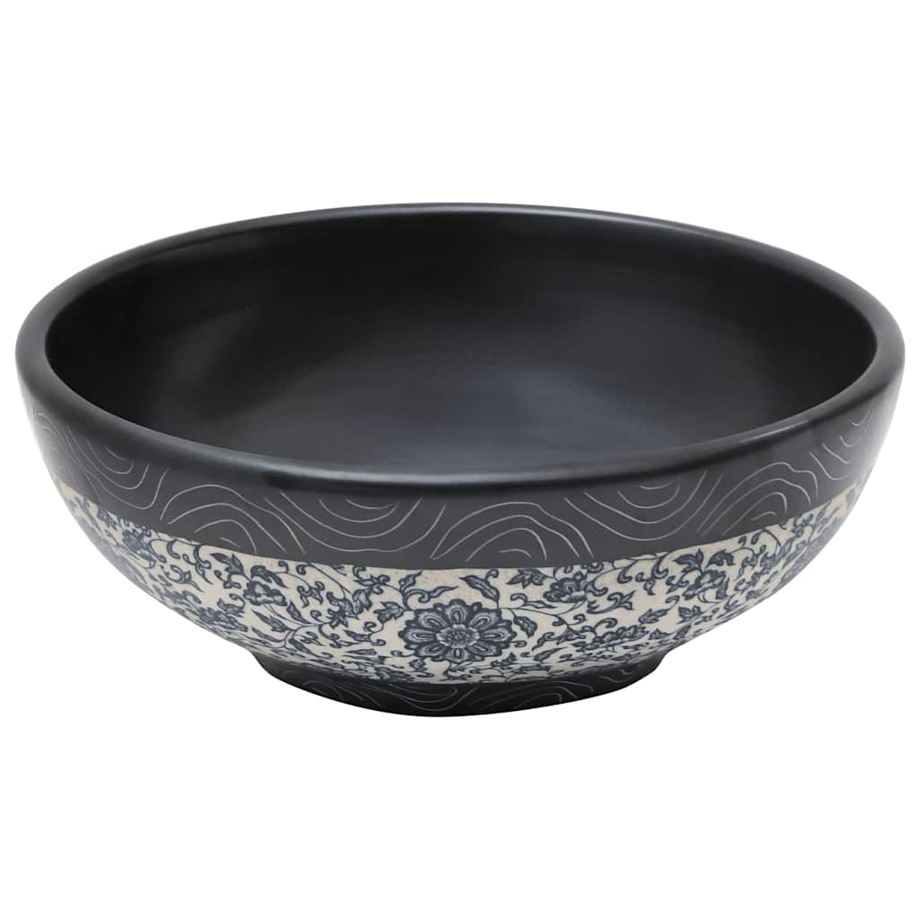 Countertop basin, black/blue, 41x14cm, ceramic