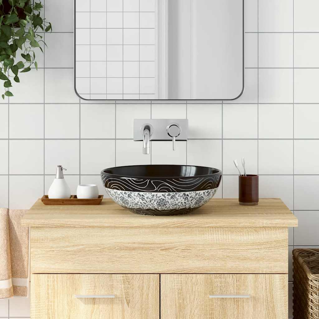 Countertop basin, black/blue, 41x14cm, ceramic