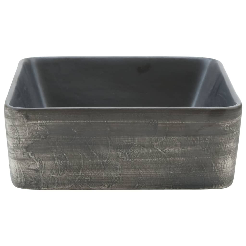 Basin, black and brown, 46x35.5x13cm, ceramic