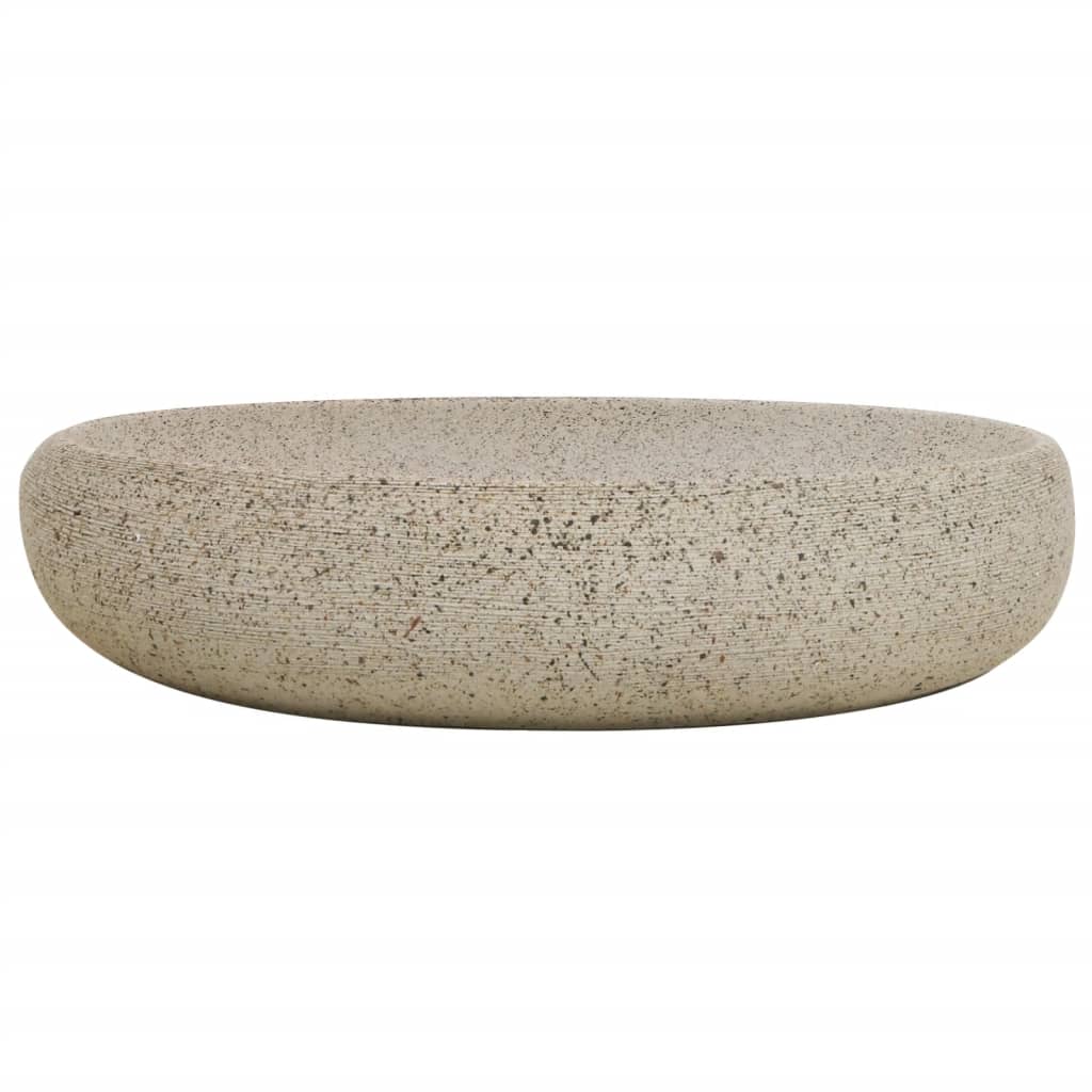 Countertop sink, sand, 59x40x15cm, ceramic, oval
