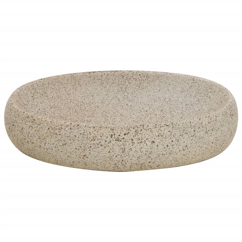 Countertop sink, sand, 59x40x15cm, ceramic, oval