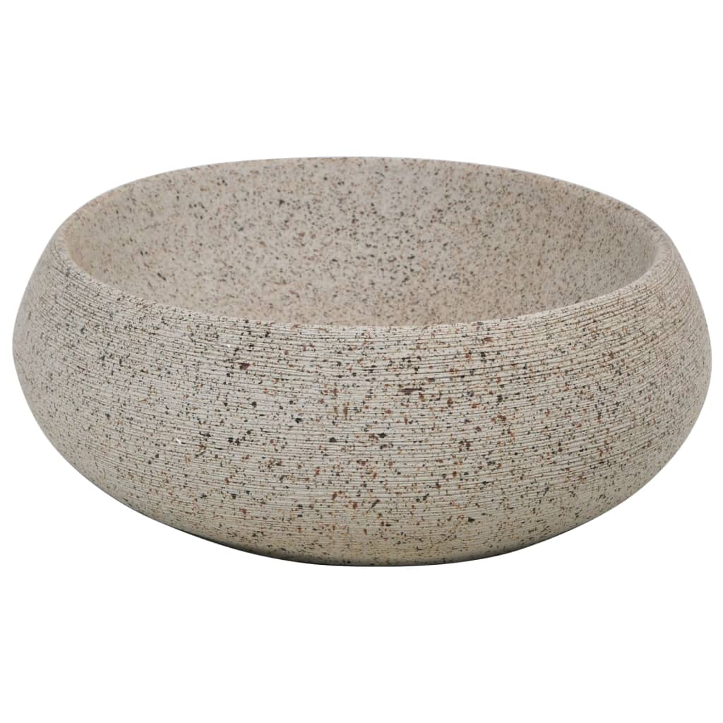 Countertop sink, sand, 59x40x15cm, ceramic, oval
