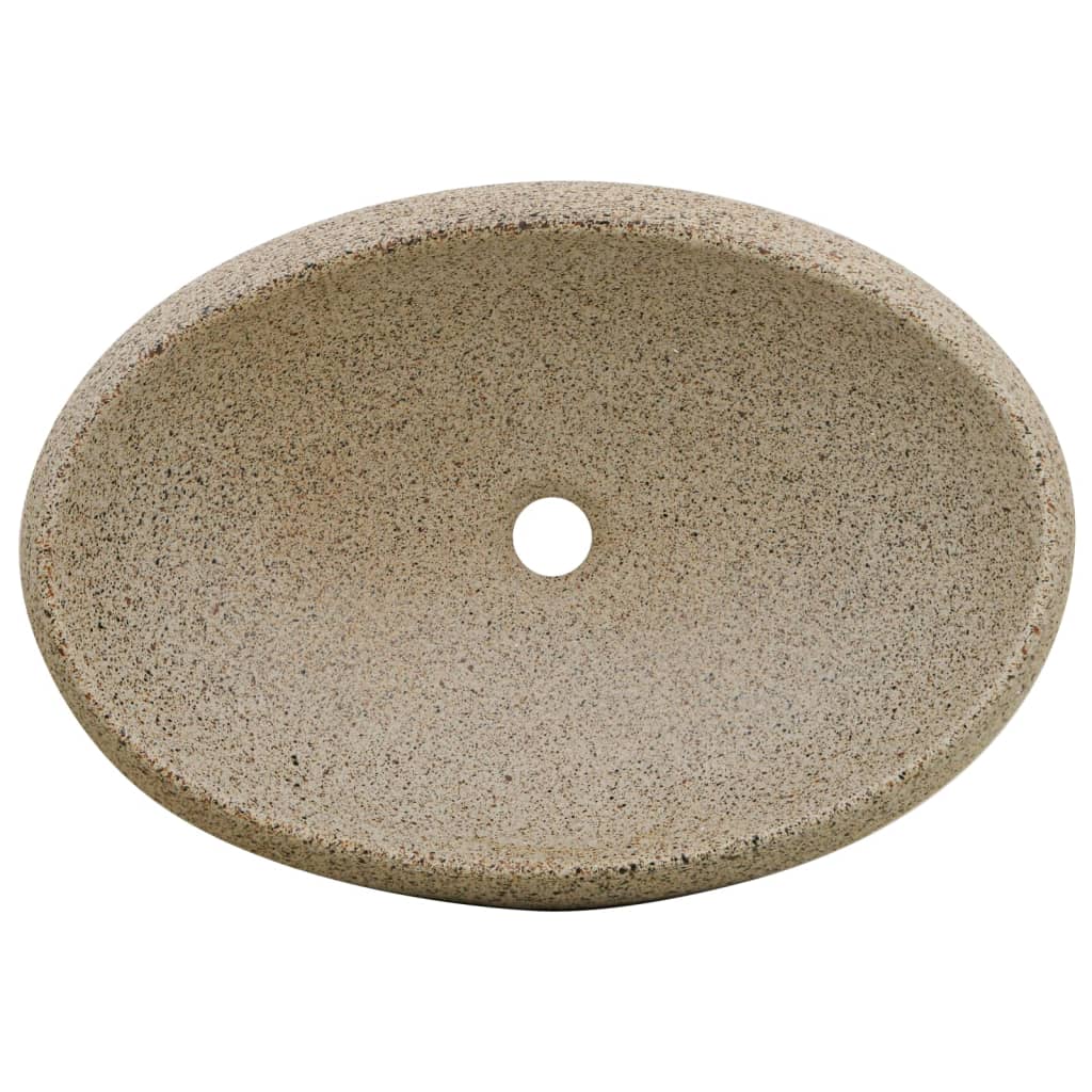 Countertop sink, sand, 59x40x15cm, ceramic, oval