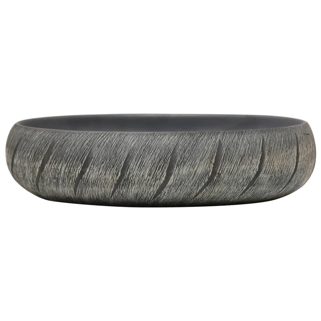 Countertop sink, black/grey, 59x40x15 cm, ceramic