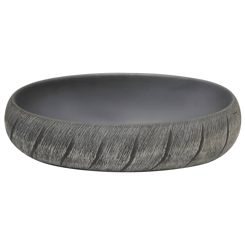 Countertop sink, black/grey, 59x40x15 cm, ceramic