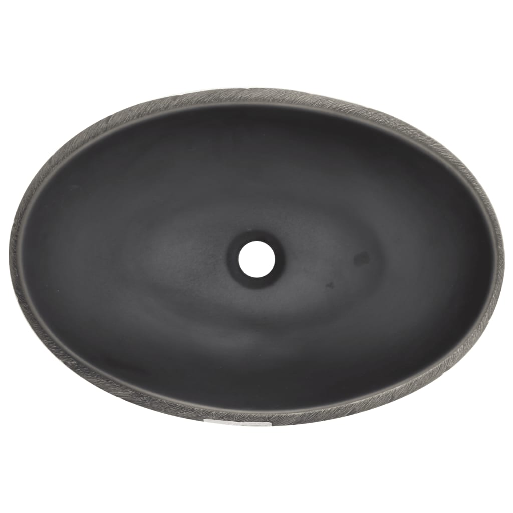Countertop sink, black/grey, 59x40x15 cm, ceramic