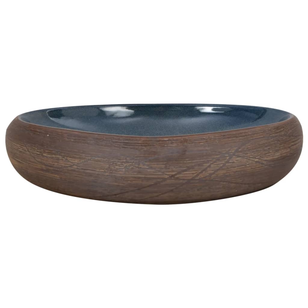 Countertop washbasin, brown/blue, 59x40x15, ceramic