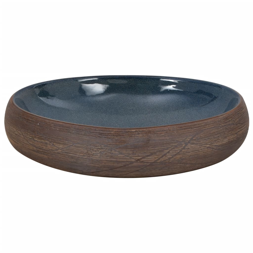Countertop washbasin, brown/blue, 59x40x15, ceramic