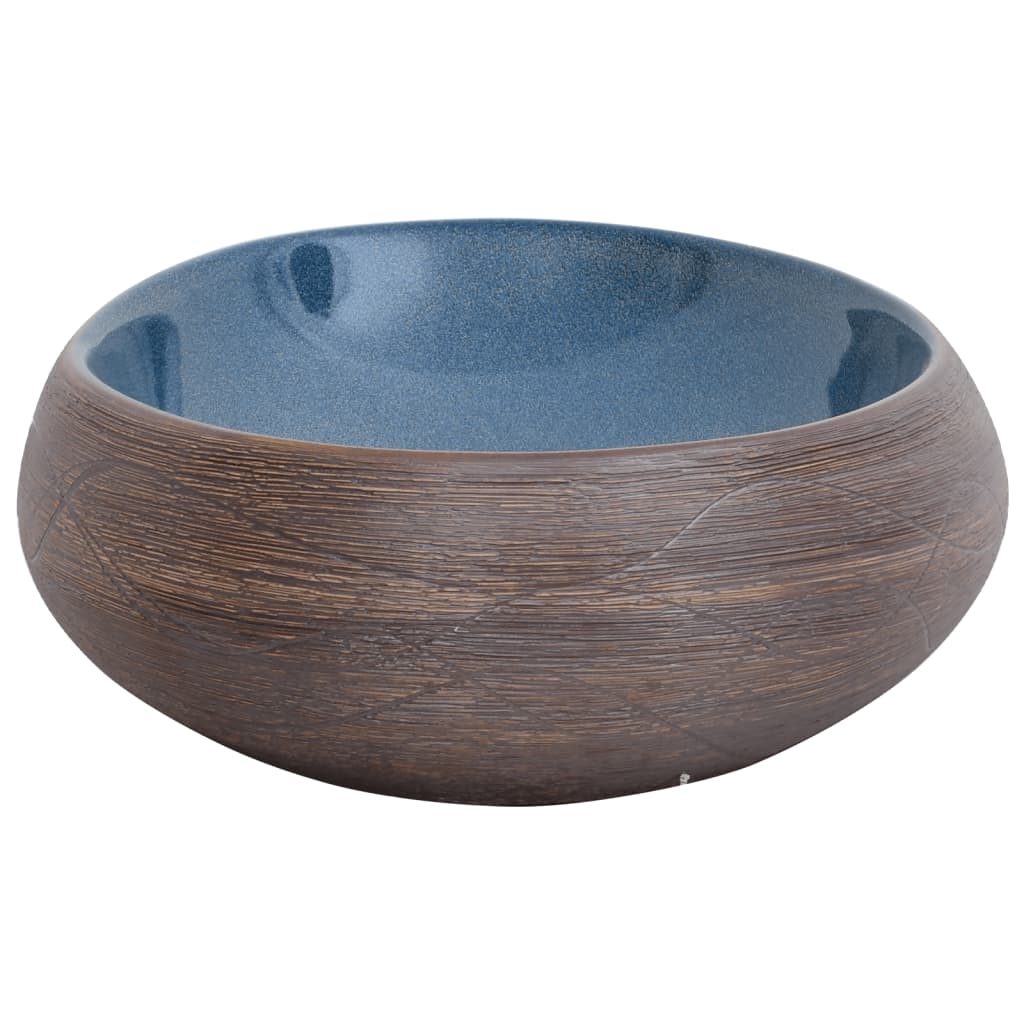 Countertop washbasin, brown/blue, 59x40x15, ceramic