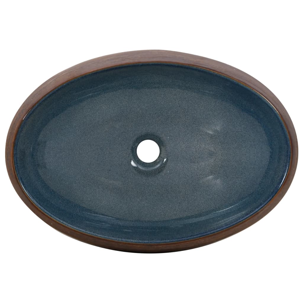 Countertop washbasin, brown/blue, 59x40x15, ceramic
