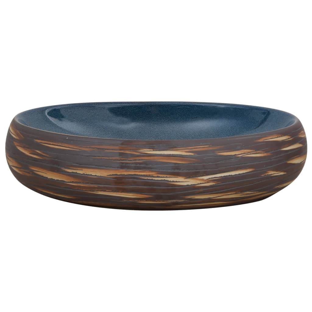 Countertop washbasin, brown/blue, 59x40x15, ceramic