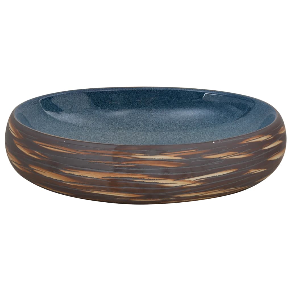 Countertop washbasin, brown/blue, 59x40x15, ceramic