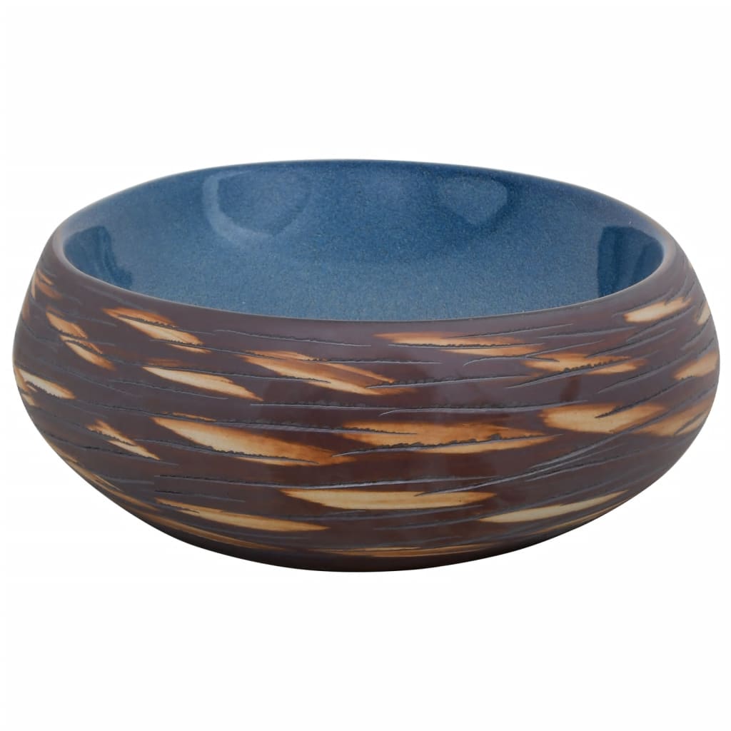 Countertop washbasin, brown/blue, 59x40x15, ceramic