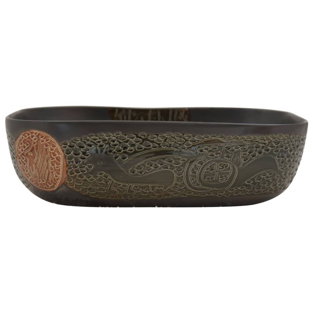 Countertop basin, black, 48x37.5x13.5cm, ceramic