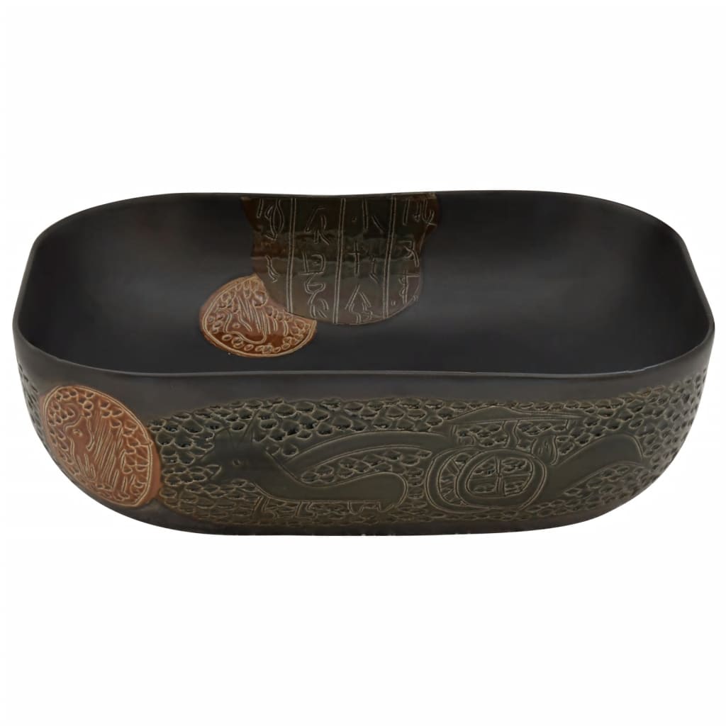Countertop basin, black, 48x37.5x13.5cm, ceramic