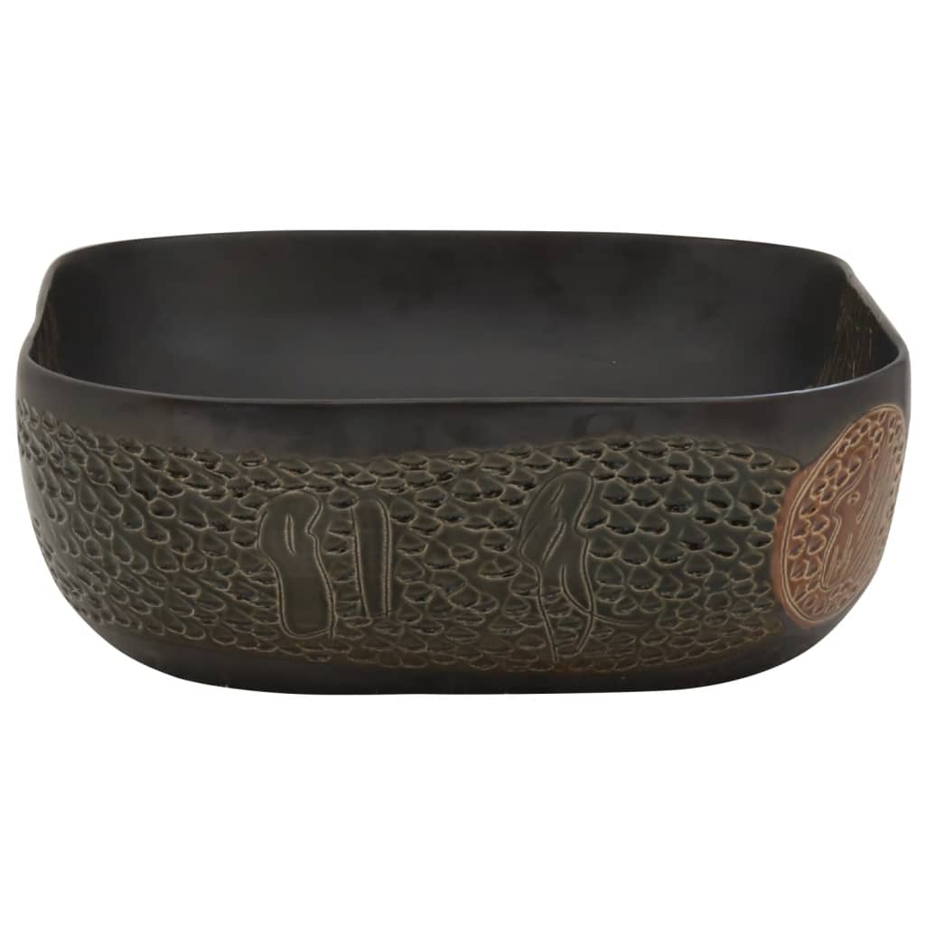 Countertop basin, black, 48x37.5x13.5cm, ceramic