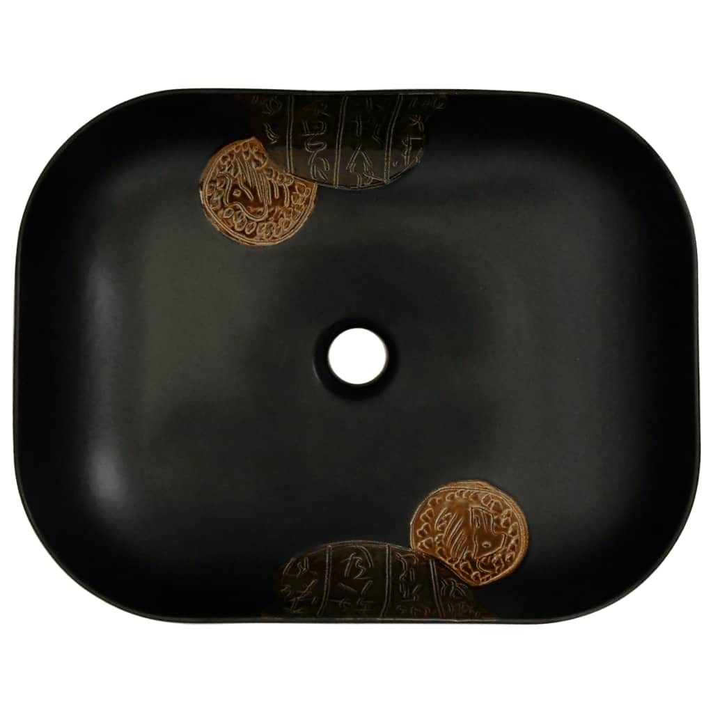 Countertop basin, black, 48x37.5x13.5cm, ceramic