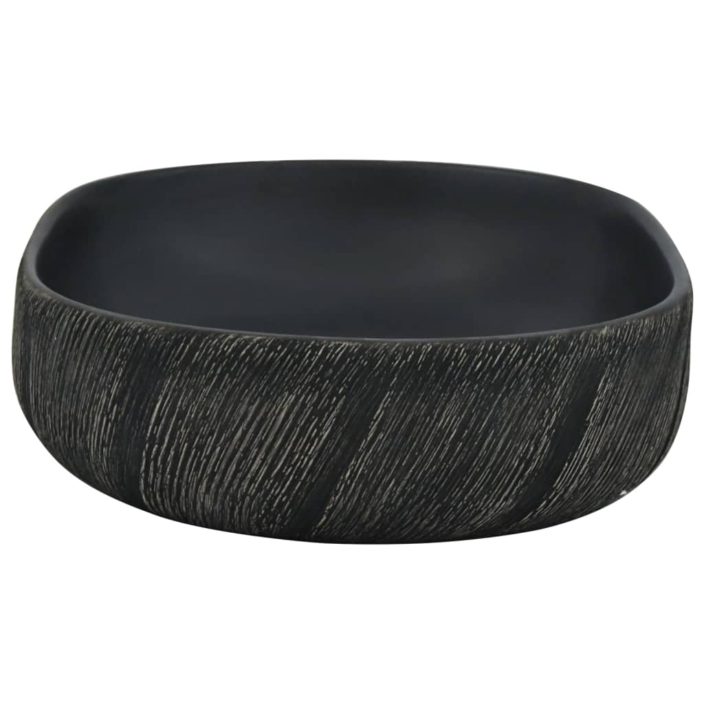Countertop basin, black, 59x40x14cm, ceramic, oval