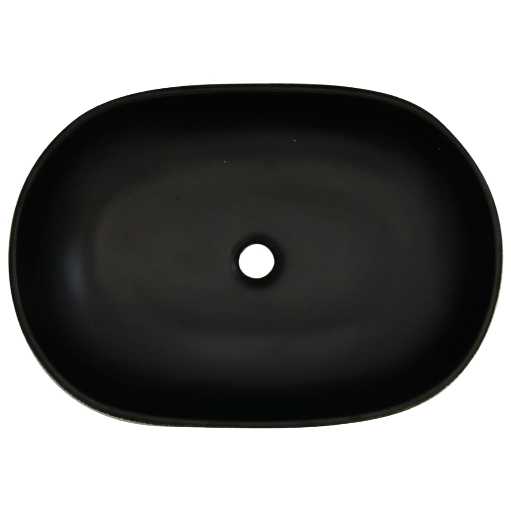 Countertop basin, black, 59x40x14cm, ceramic, oval