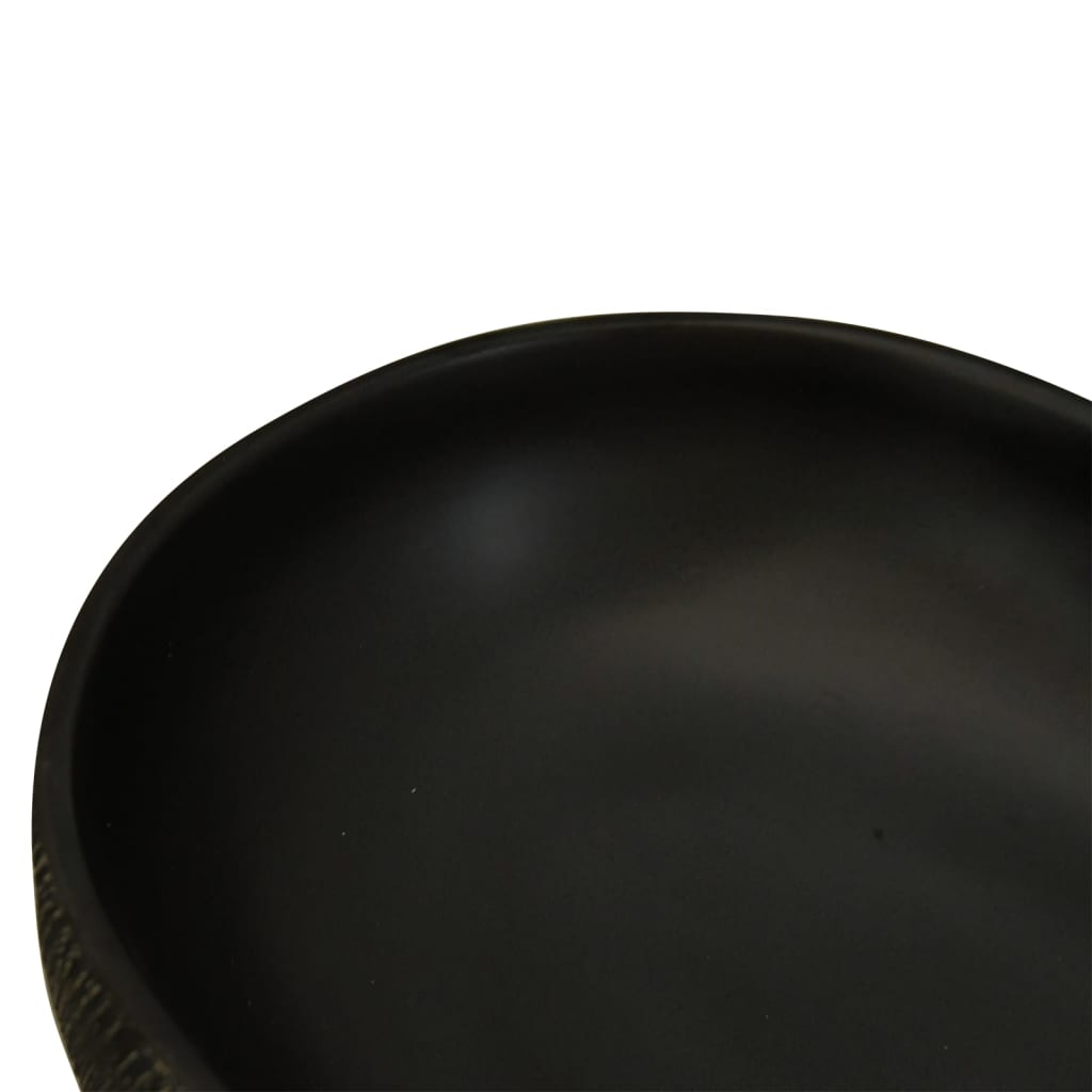 Countertop basin, black, 59x40x14cm, ceramic, oval