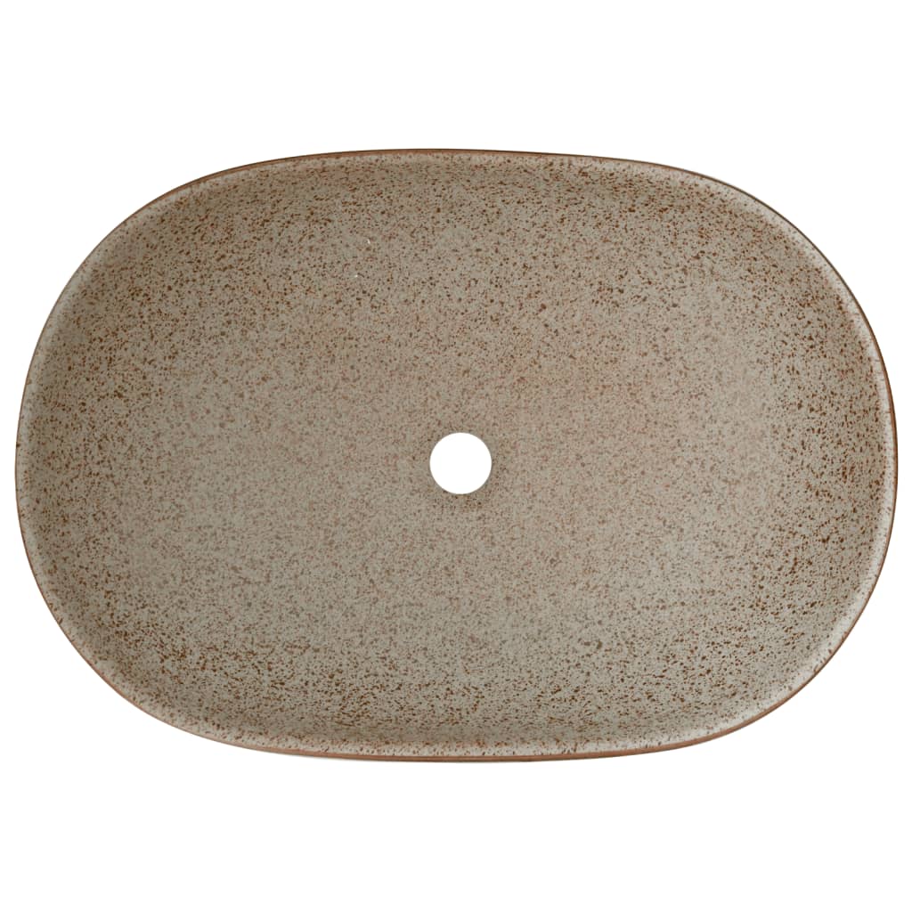 Praustuvas, smėlio ir rudas, 59x40x14cm, keramika, ovalus