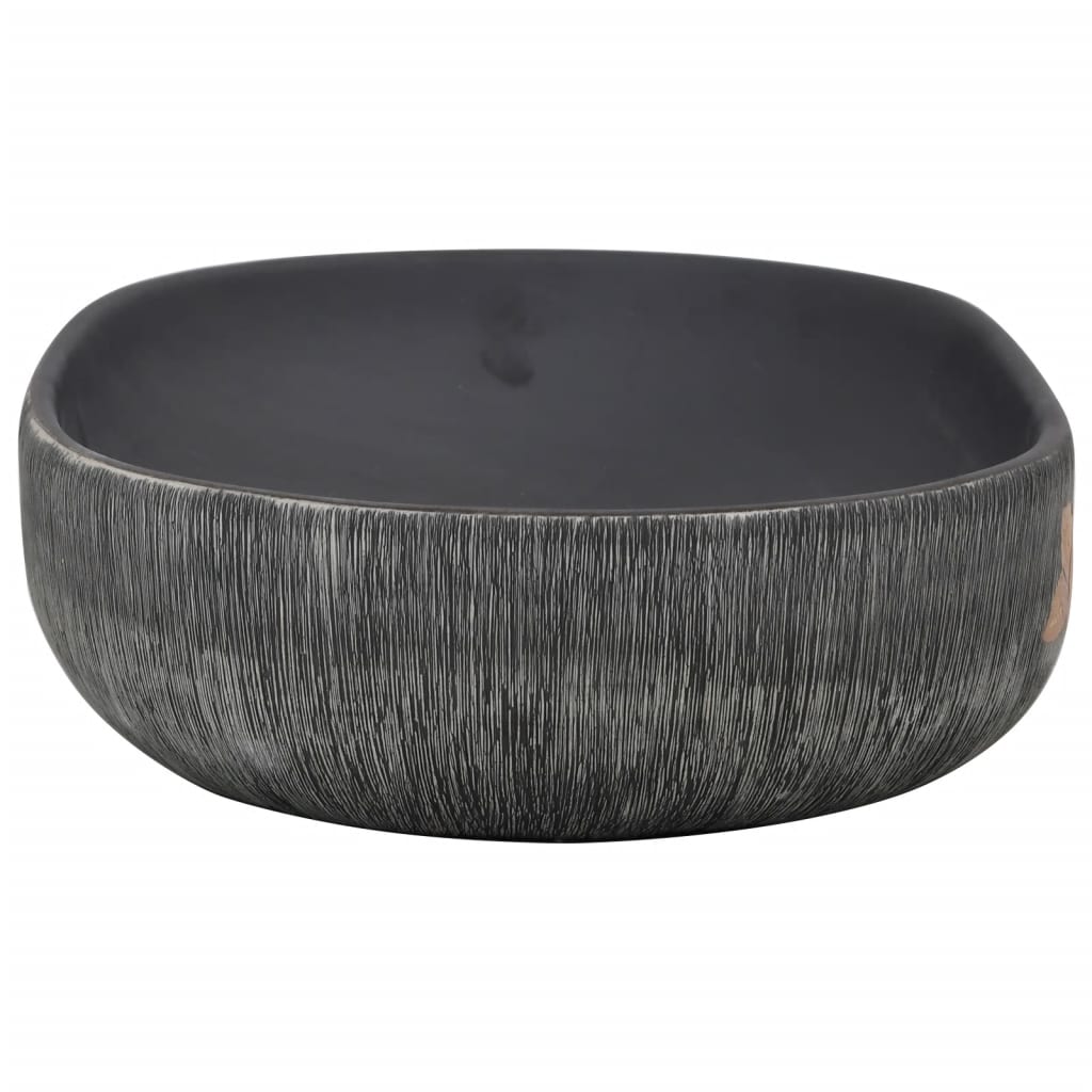 Countertop basin, grey/black, ceramic, oval