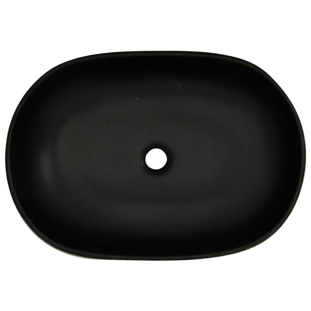 Countertop basin, grey/black, ceramic, oval