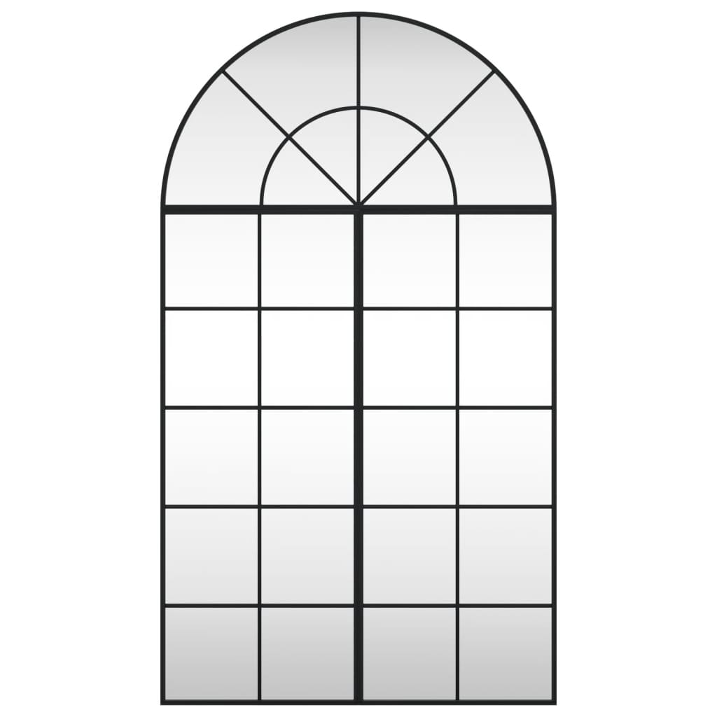 Wall mirror, black, 80x140cm, iron, arched