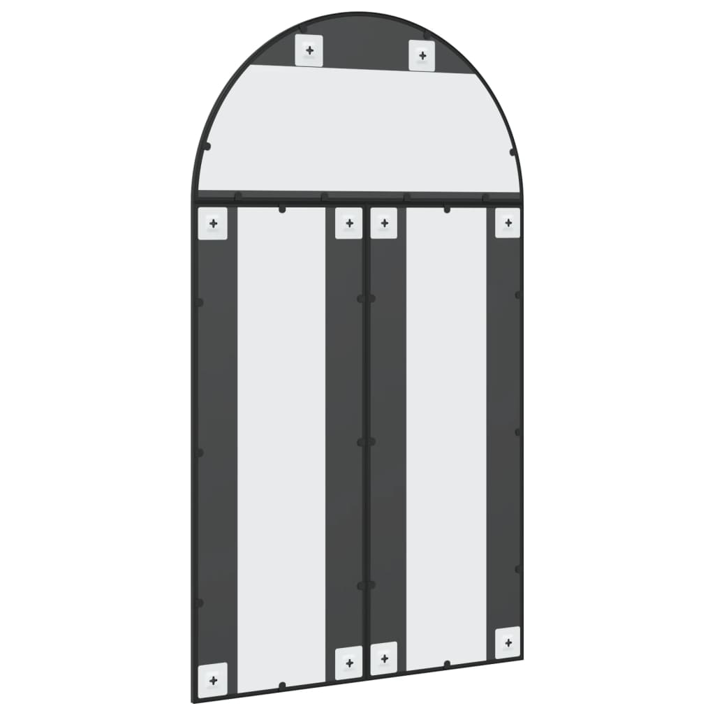 Wall mirror, black, 80x140cm, iron, arched