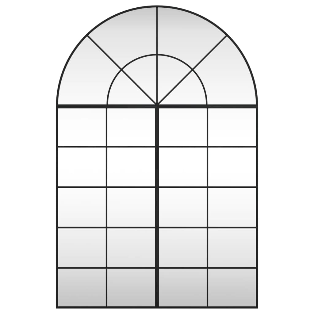 Wall mirror, black, 100x150cm, iron, arched