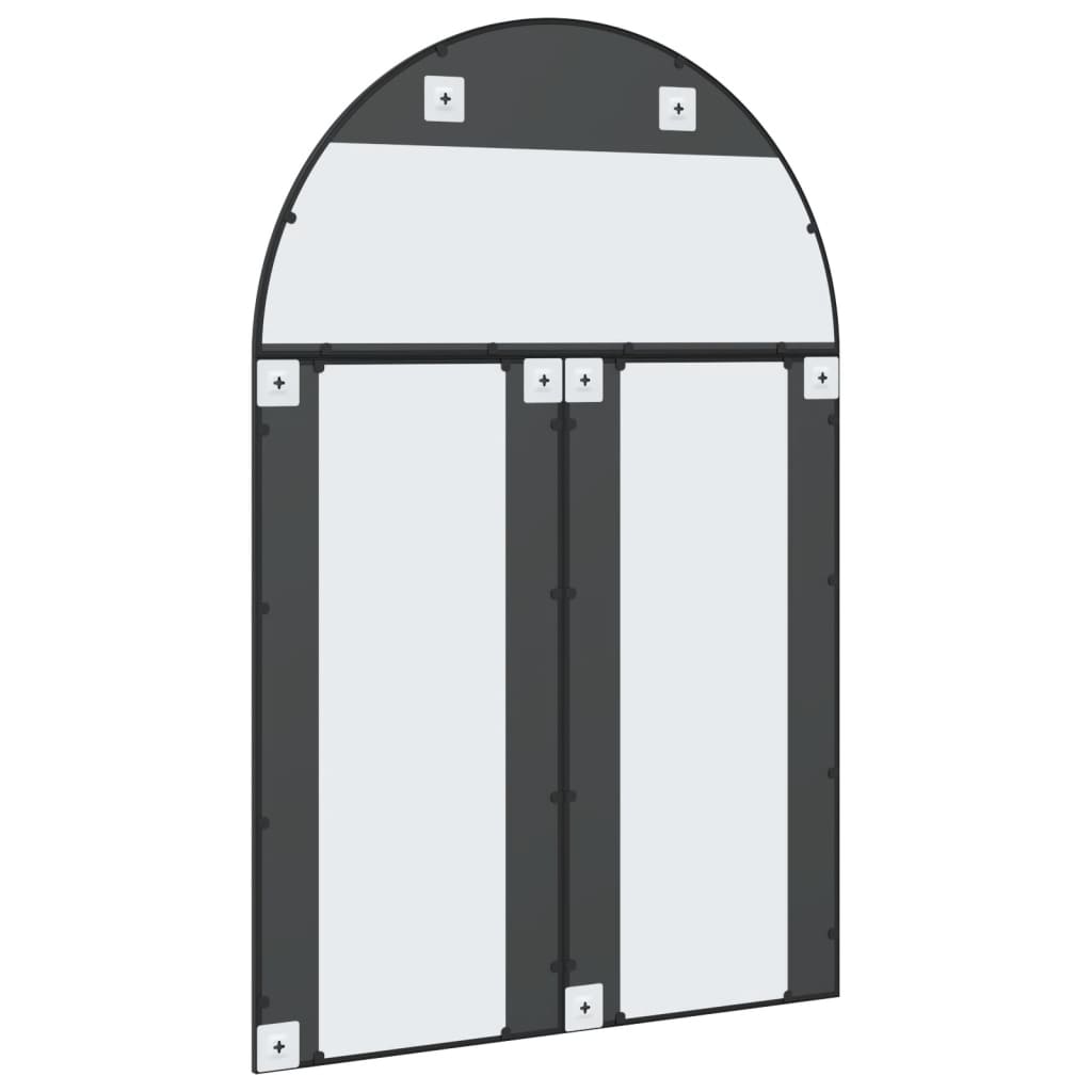 Wall mirror, black, 100x150cm, iron, arched