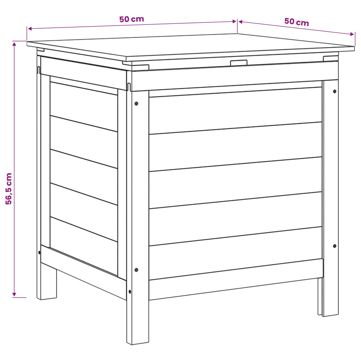 Garden storage box, anthracite, 50x49x56.5cm, spruce solid wood