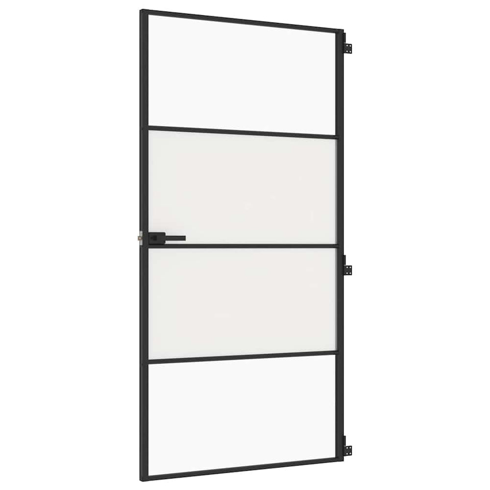 Vidaus durys, juodos, 102,5x201,5cm, stiklas ir aliuminis