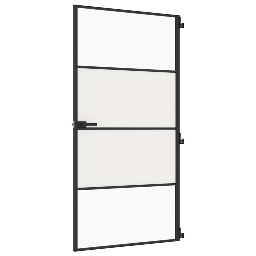 Vidaus durys, juodos, 102,5x201,5cm, stiklas ir aliuminis