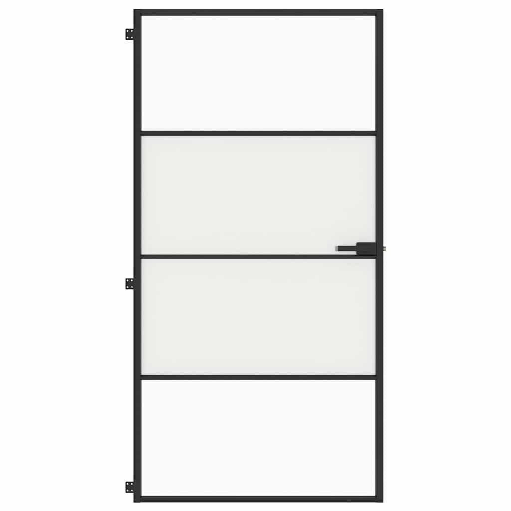 Vidaus durys, juodos, 102,5x201,5cm, stiklas ir aliuminis