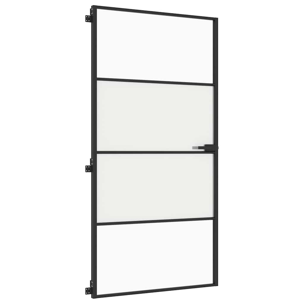 Vidaus durys, juodos, 102,5x201,5cm, stiklas ir aliuminis