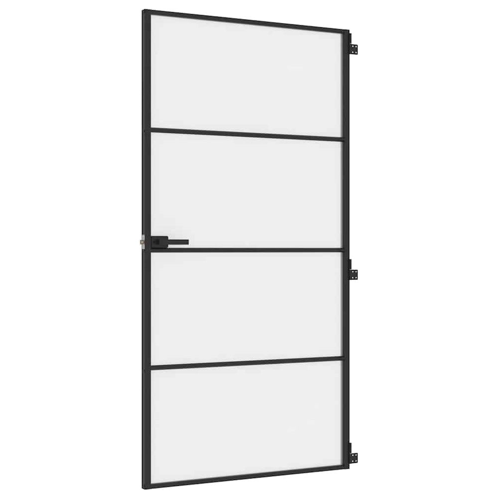 Vidaus durys, juodos, 102,5x201,5cm, stiklas ir aliuminis