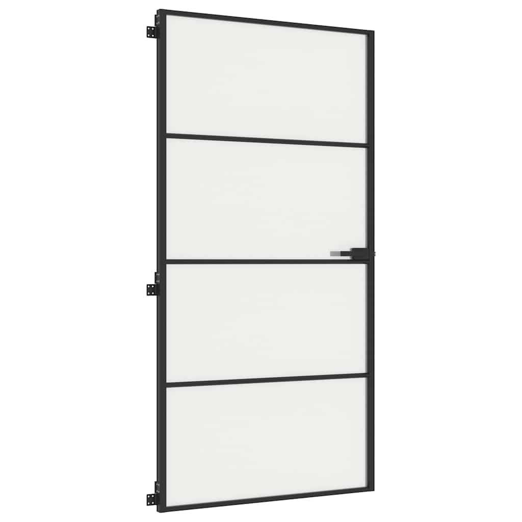 Vidaus durys, juodos, 102,5x201,5cm, stiklas ir aliuminis