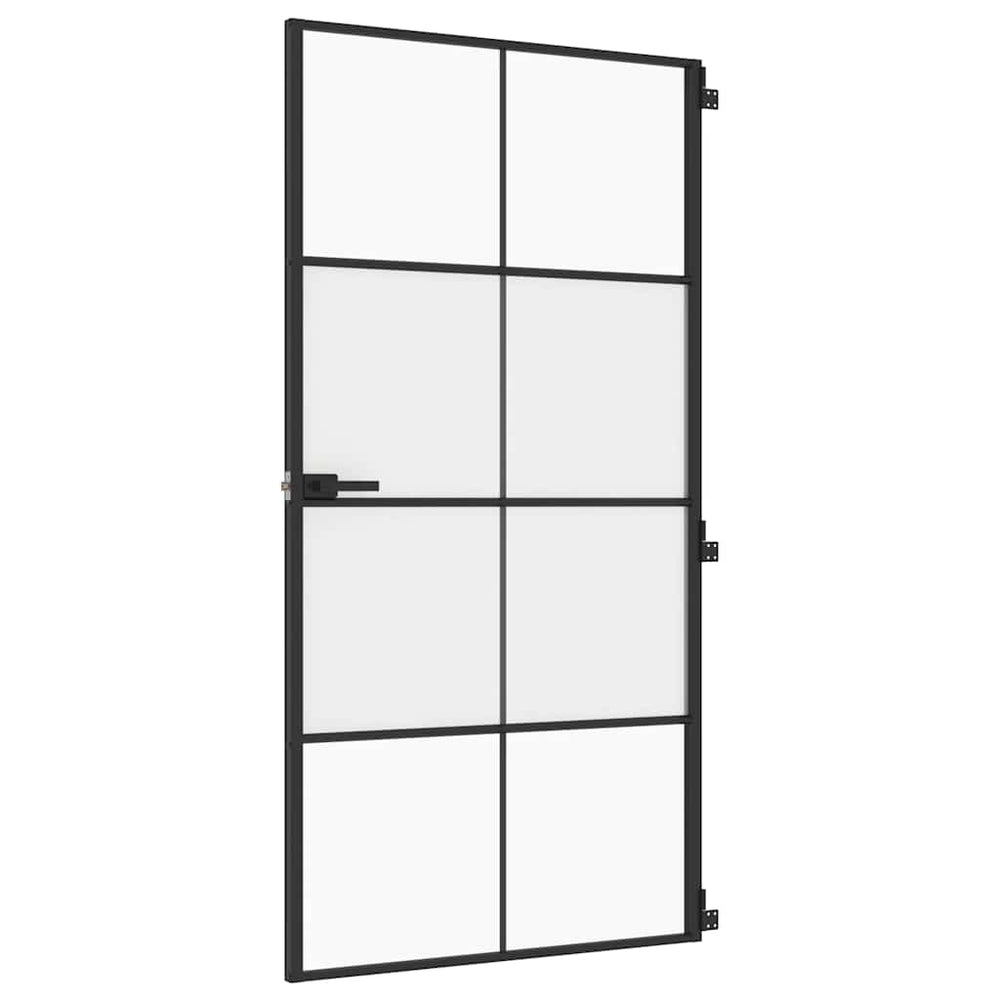Vidaus durys, juodos, 102,5x201,5cm, stiklas ir aliuminis