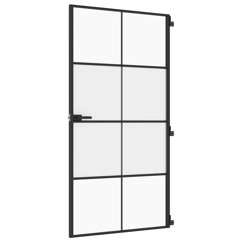 Vidaus durys, juodos, 102,5x201,5cm, stiklas ir aliuminis