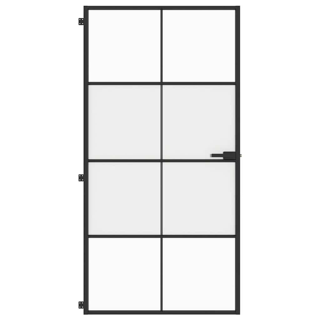 Vidaus durys, juodos, 102,5x201,5cm, stiklas ir aliuminis