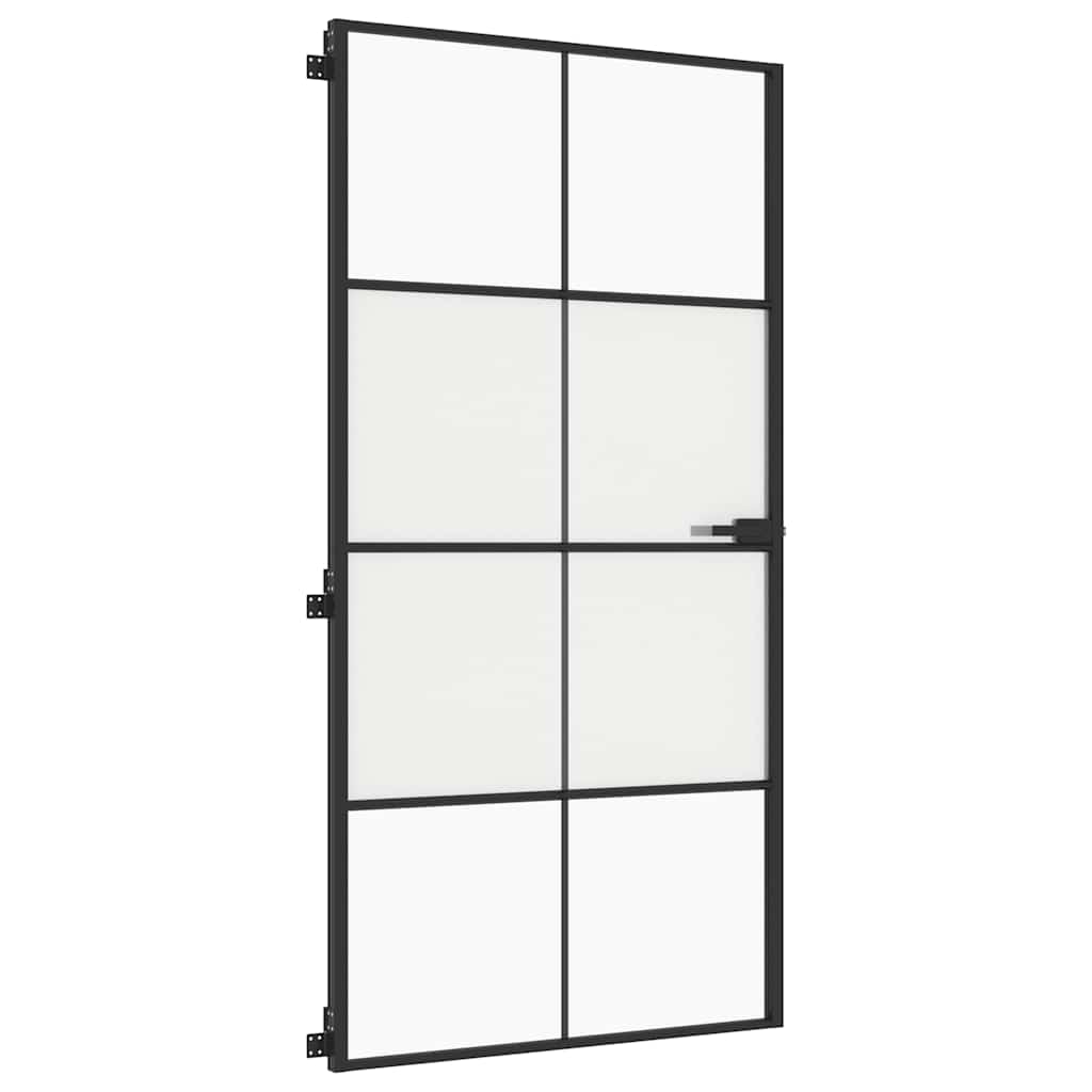 Vidaus durys, juodos, 102,5x201,5cm, stiklas ir aliuminis