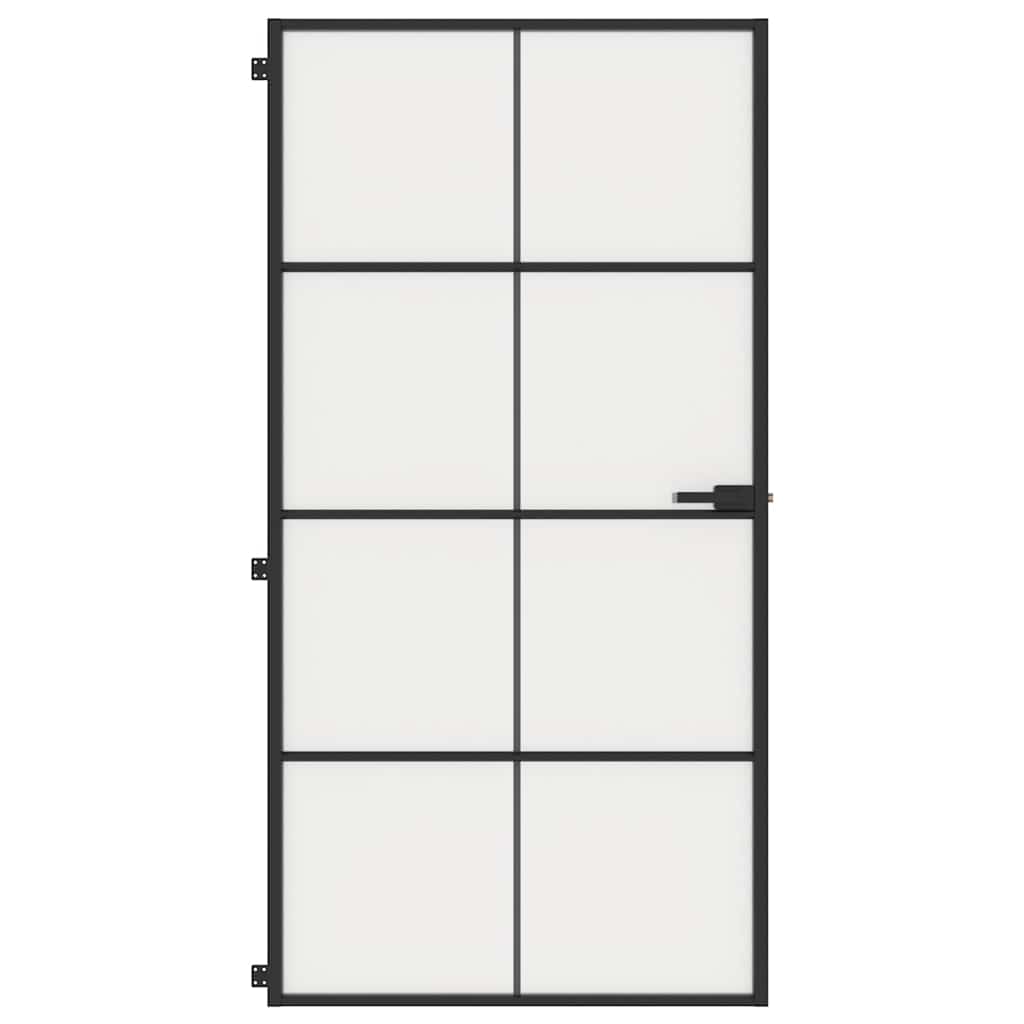 Vidaus durys, juodos, 102,5x201,5cm, stiklas ir aliuminis