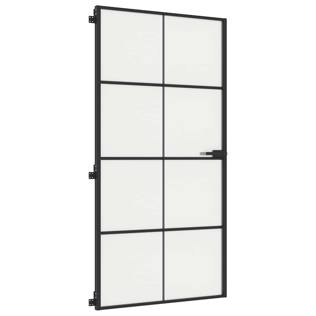 Vidaus durys, juodos, 102,5x201,5cm, stiklas ir aliuminis