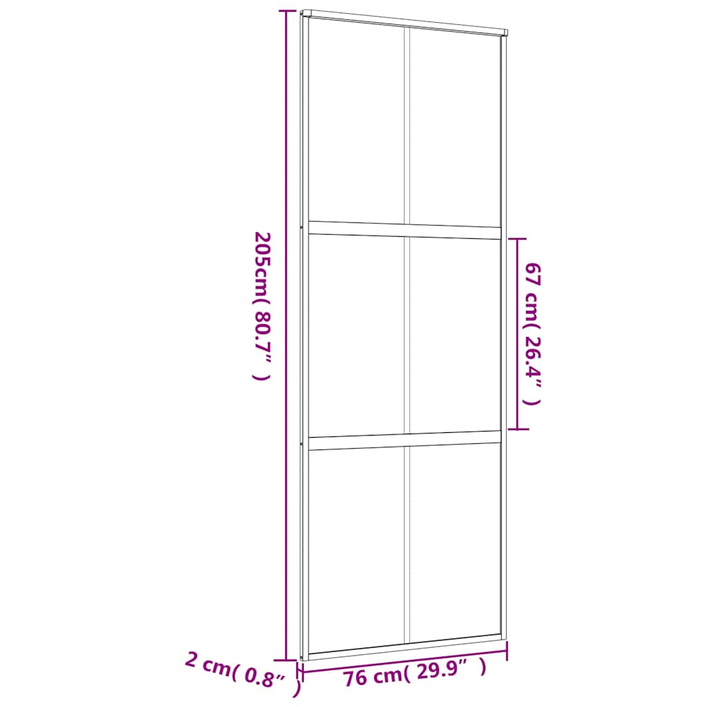 Stumdomos durys, auksinės, 76x205cm, ESG stiklas ir aliuminis