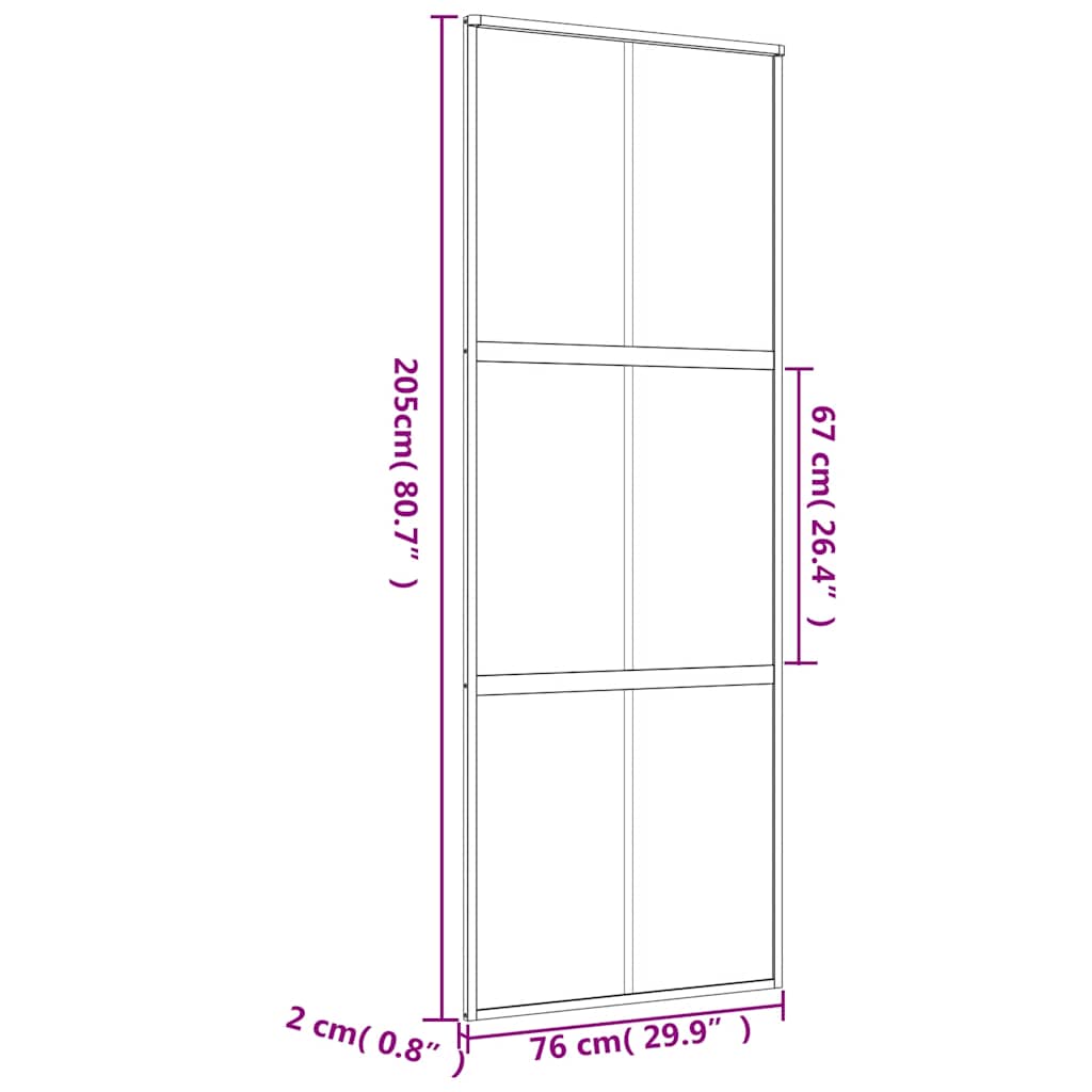 Stumdomos durys, auksinės, 76x205cm, ESG stiklas ir aliuminis
