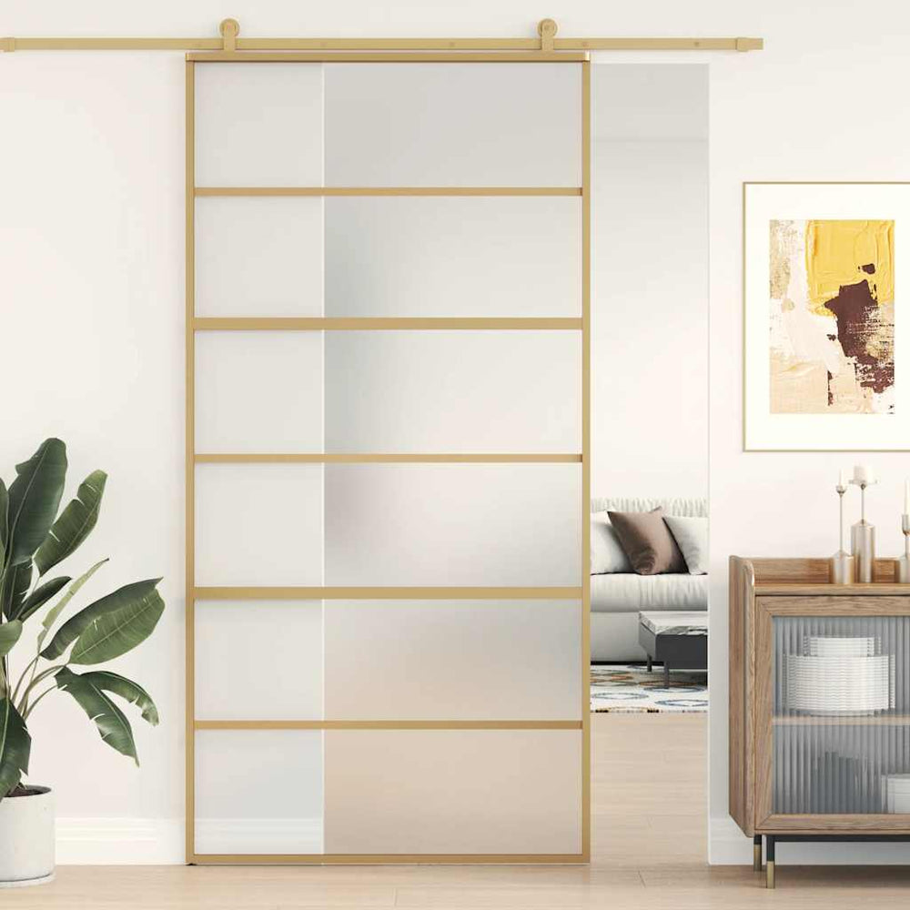 Stumdomos durys, auksinės, 102,5x205cm, ESG stiklas/aliuminis
