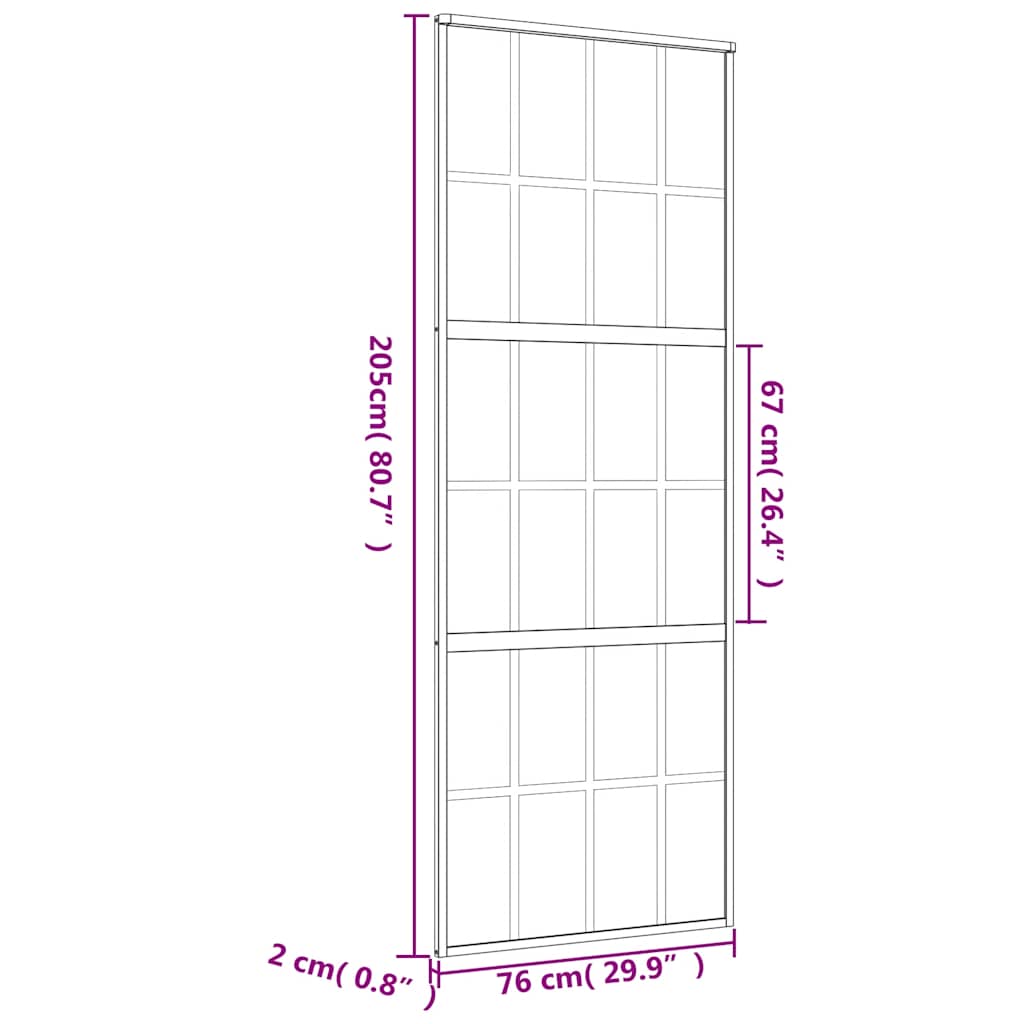 Stumdomos durys, auksinės, 76x205cm, ESG stiklas ir aliuminis