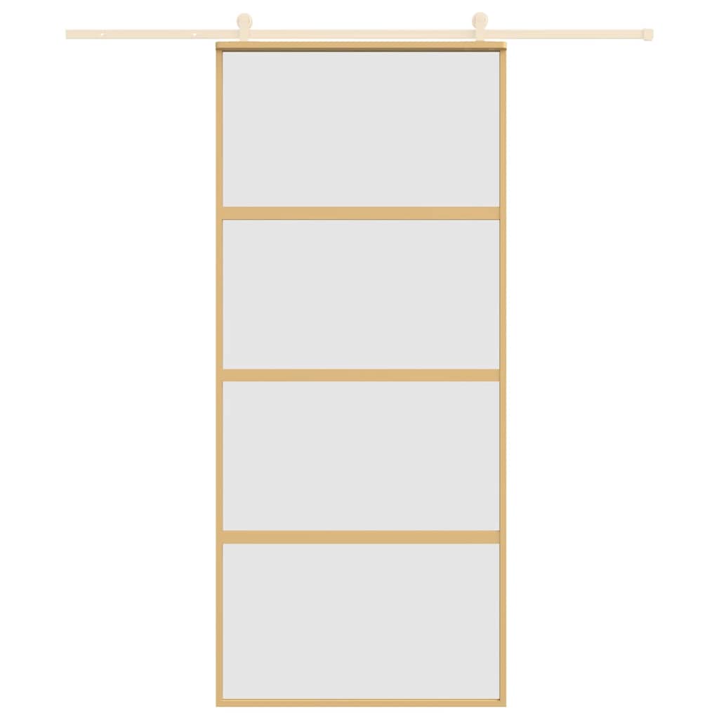 Sliding door, gold, 90x205cm, ESG glass and aluminum